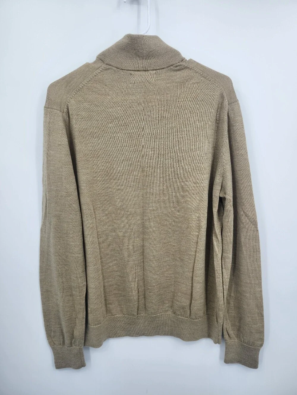 Banana Republic Merino 100% Wool Quarter Zip Sweater Men Large Tan Minimalist